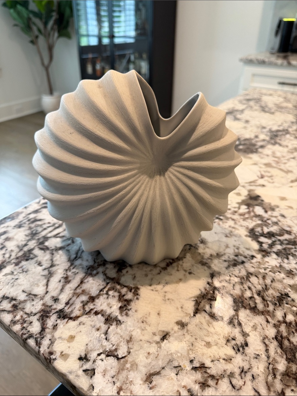 Textured Sculptural Vase in Light Gray